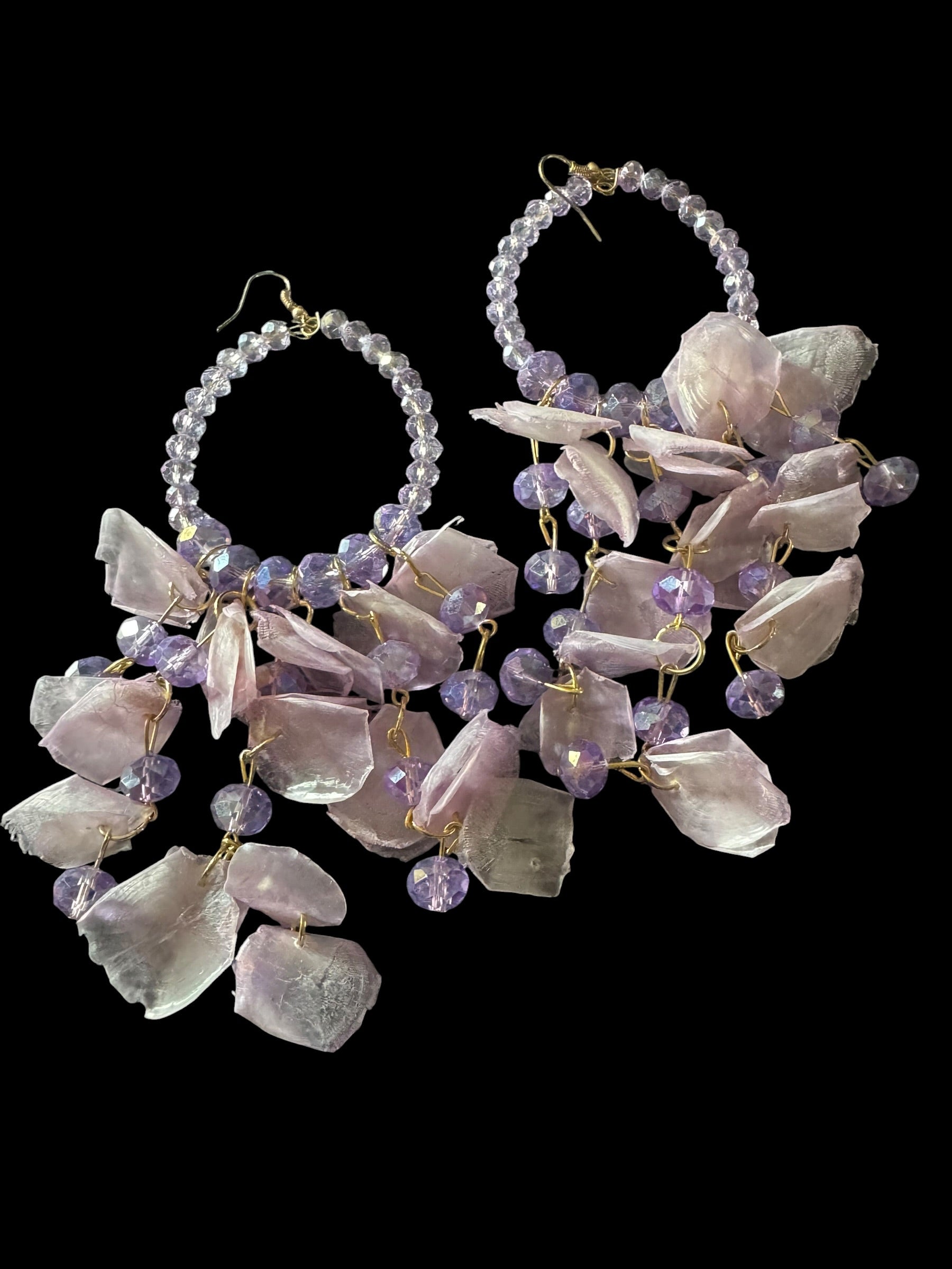 Lavender fish Scales hoop earrings