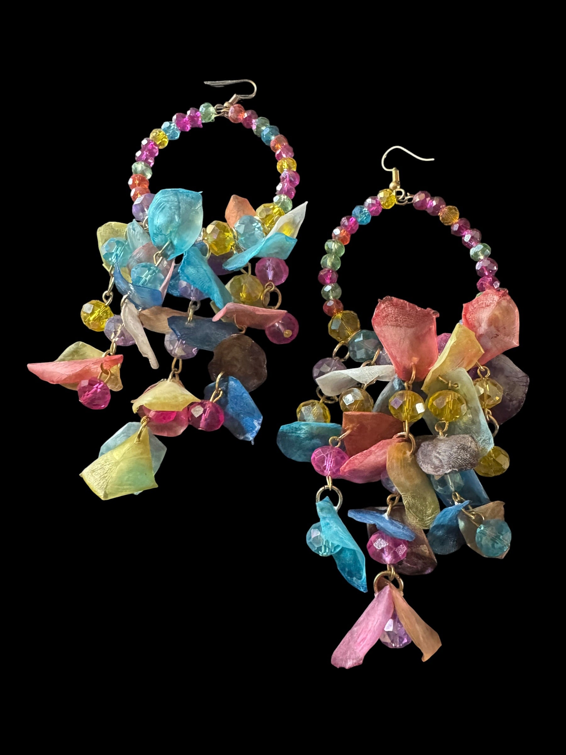 Multi color Fish Scale Tassel Earrings