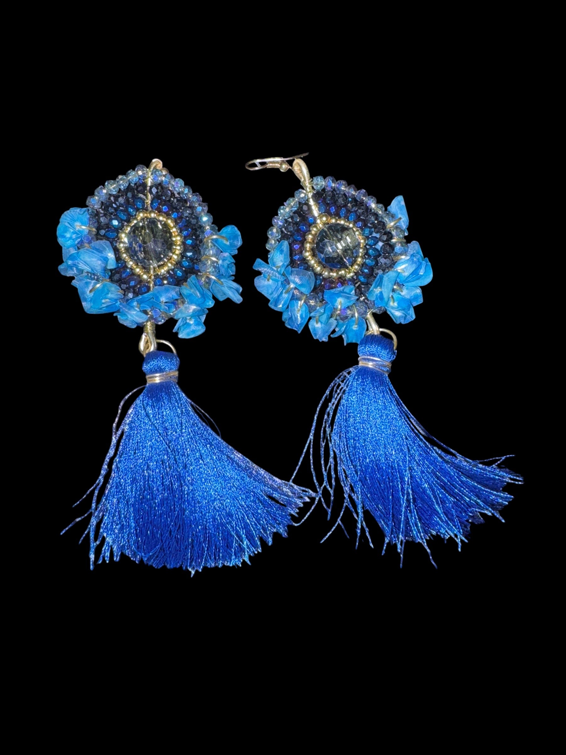 Hand-Wired FishScale Tassel Earrings